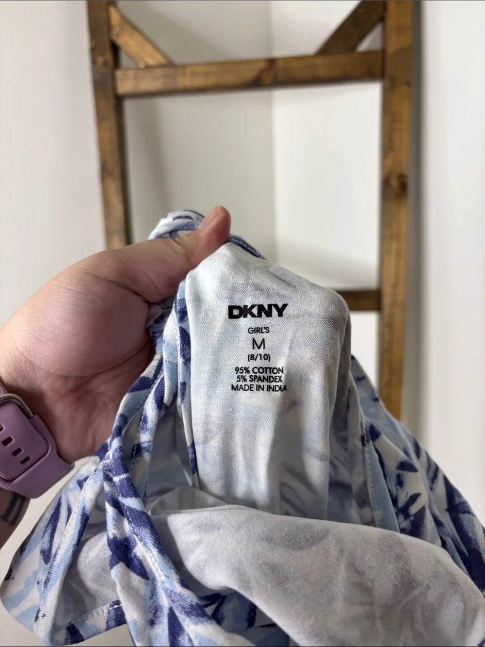 DKNY Girls Blue and White Floral Romper Size M